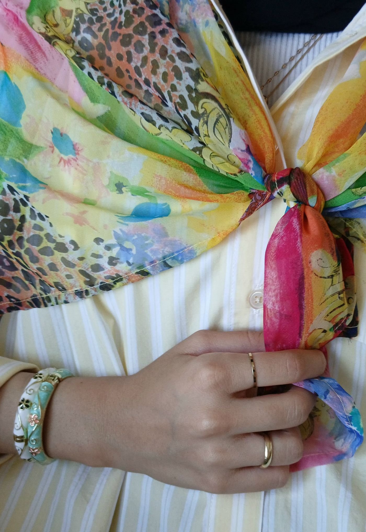 Sunlit Yellow Printed Scarf view 2